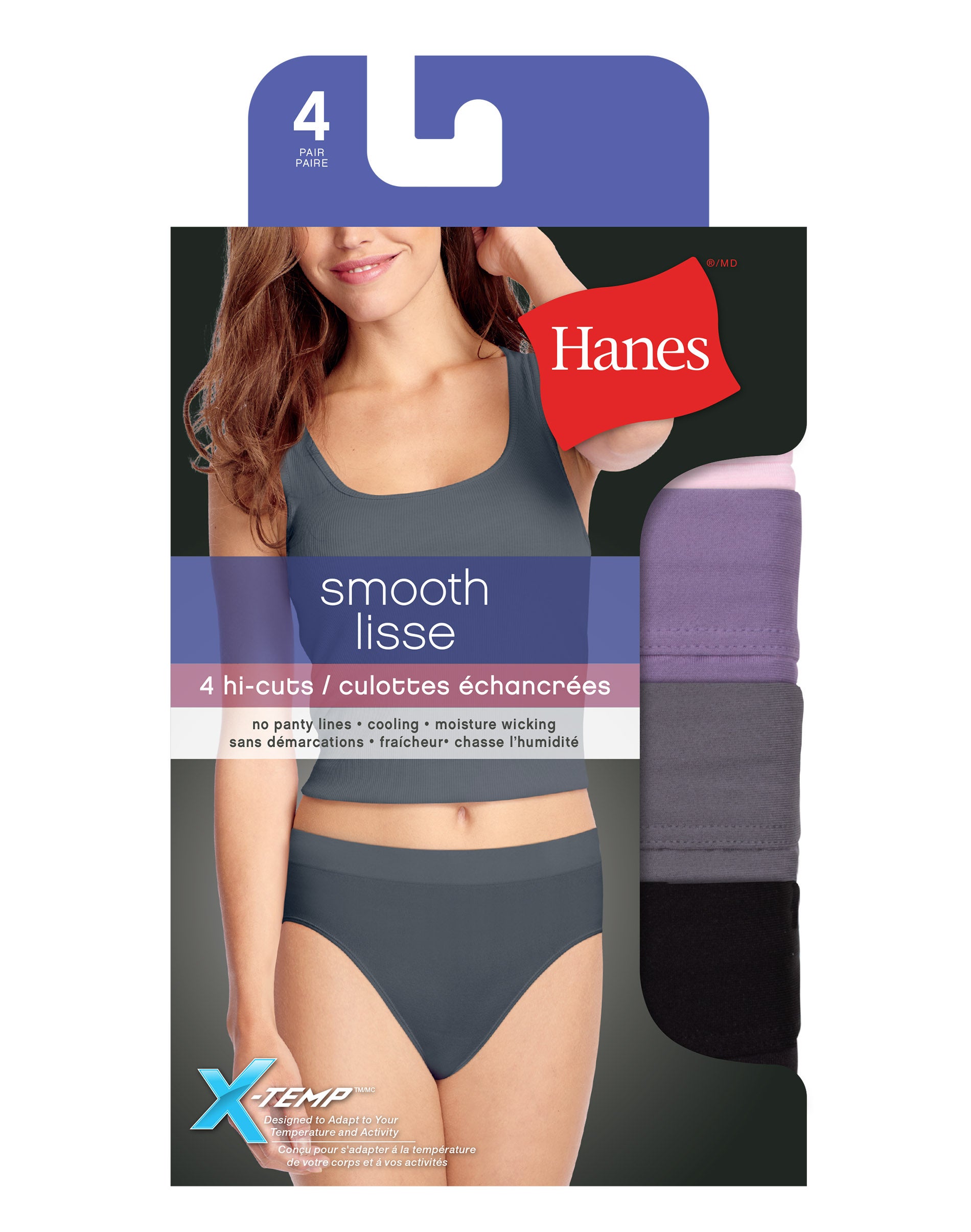 Hanes Womens Panties Pack, High-cut Cotton Briefs, Hi-cut Cotton