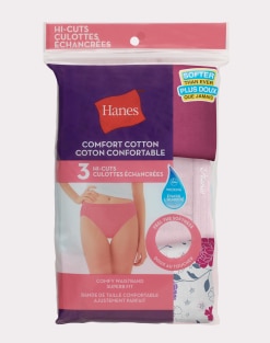 HANES WOMEN'S 3 Pack Cotton, Assorted-cotton Hi-Cut Panty (Pack of