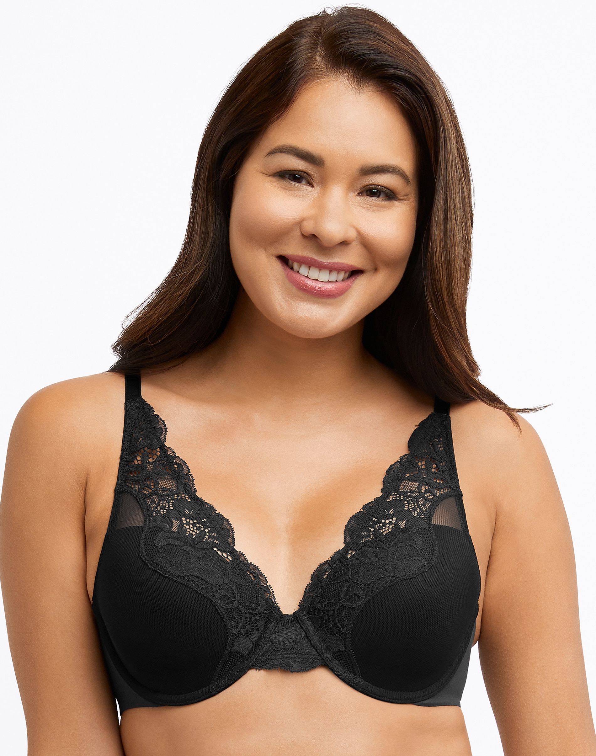 Buy Bali One Smooth U Underwire Bra, Full-Coverage Bra, Smoothing T-Shirt  Bra, Max Support Underwire with Bounce Control, Black, 44DD at
