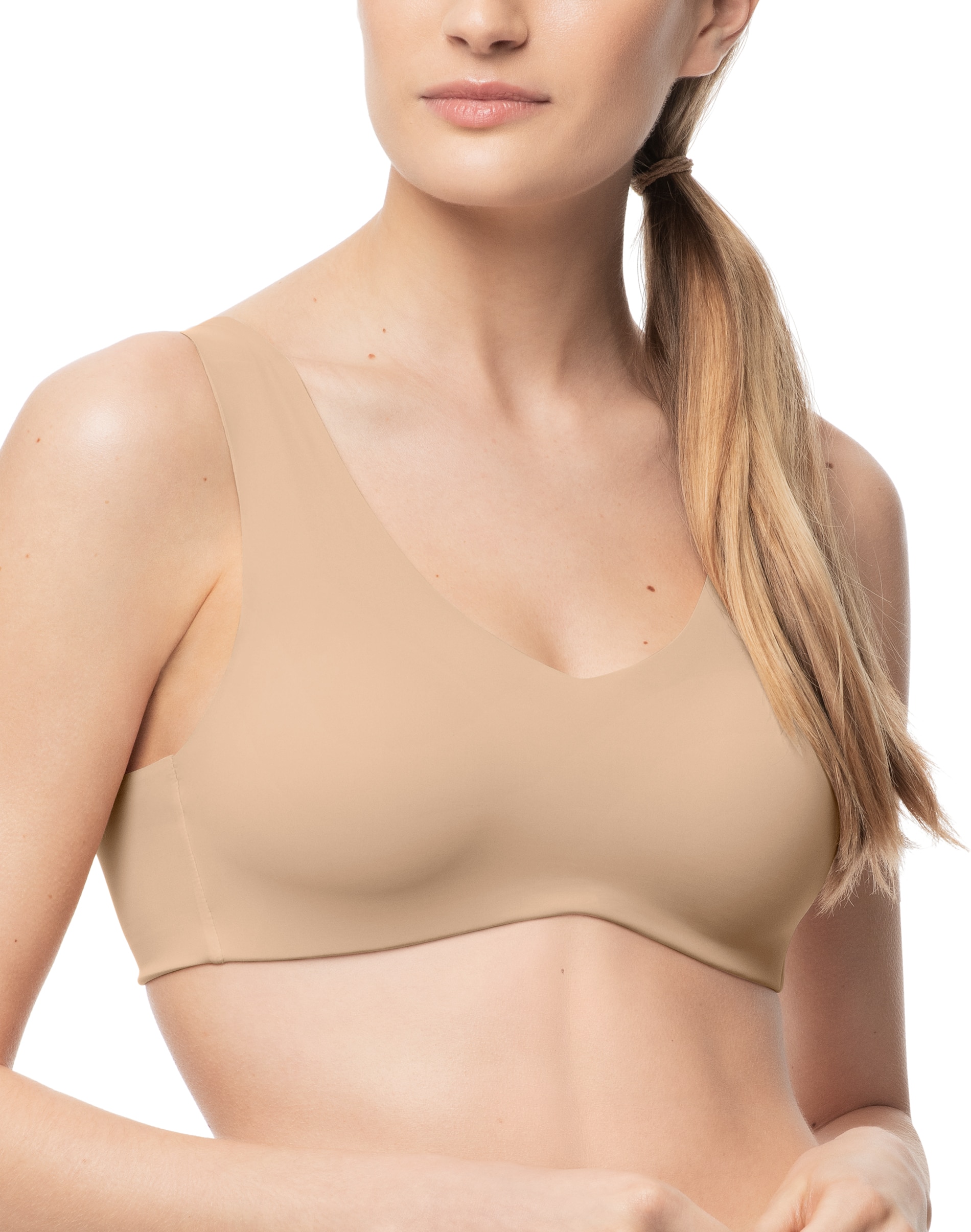 Seamless Front Hook Comfort Bra, Size 34 Nude