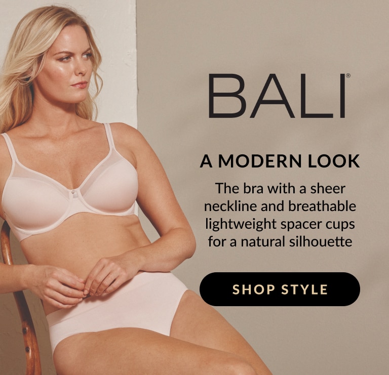 BALI, A MODERN LOOK. The bra with a sheer neckline and breathable lightweight spacer cups for a natural silhouette.
